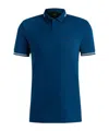 Hugo Boss Stretch-cotton Slim-fit Polo Shirt With Branding In Blue