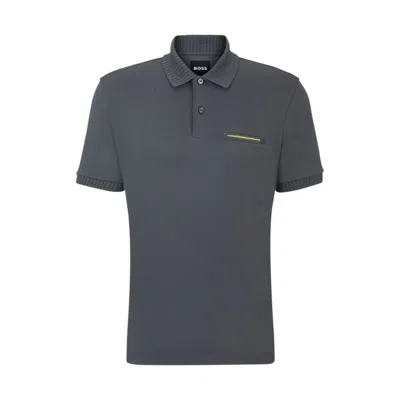 Hugo Boss Polo Shirt With Moisture Management In Grey