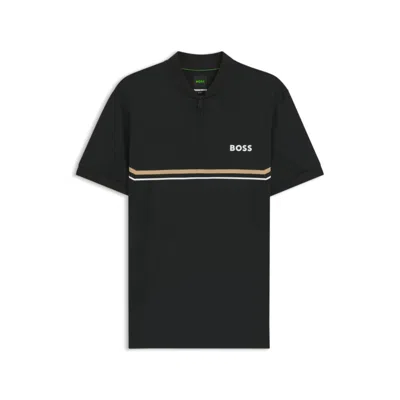 Hugo Boss Polo Shirt With Seamless Bodymapping In Black