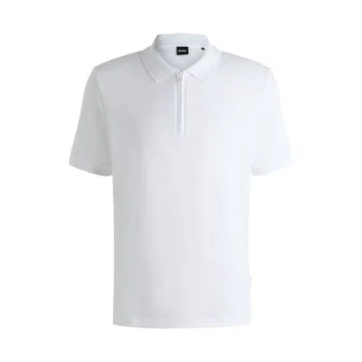 Hugo Boss Polo Shirt With Seersucker Structure In White