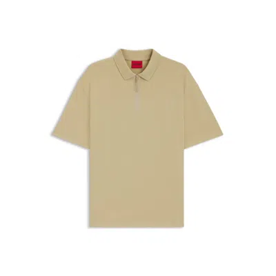 Hugo Boss Polo Shirt With Zip Placket In Neutral