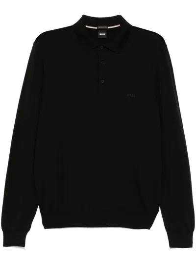 Hugo Boss Polo Sweater In Black
