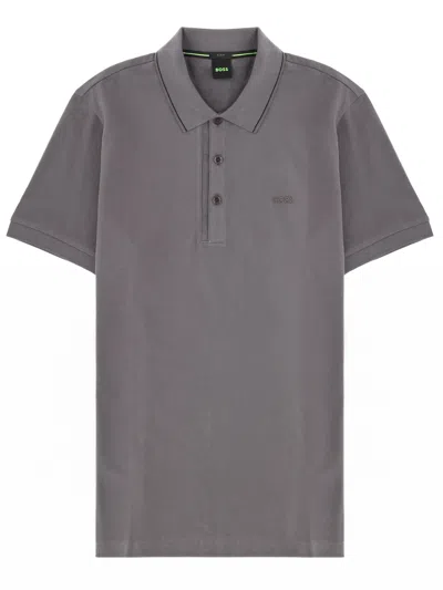 Hugo Boss Polo With Logo In Gray