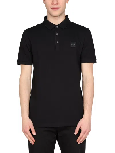 Hugo Boss Boss Polo With Logo Patch In Black