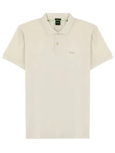 Hugo Boss Polo With Logo In Neutral