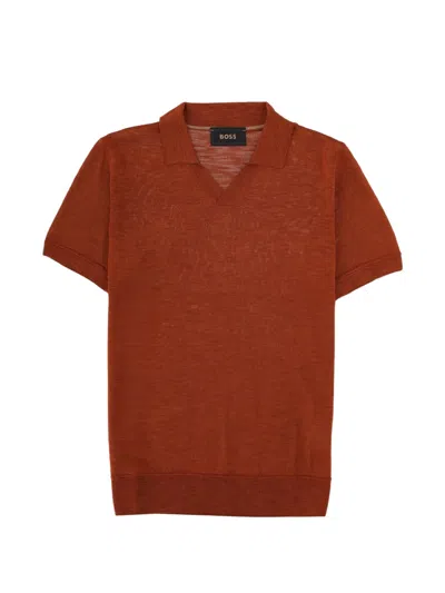 Hugo Boss L-naden Fine Knit Silk Polo Shirt In Transparent