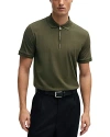 Hugo Boss Polston 35 Cotton Slim Fit Quarter Zip Polo Shirt In Dark Green