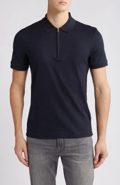 Hugo Boss Boss Polston Half Zip Polo In Dark Blue