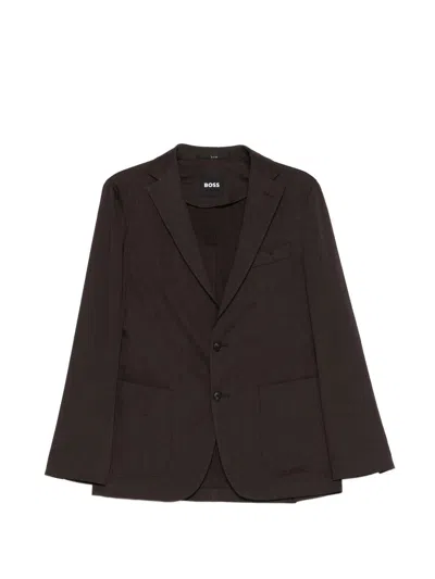 Hugo Boss Polyester Blazer In Brown