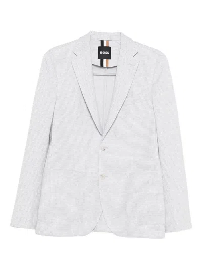Hugo Boss Polyester Jacket In Gray