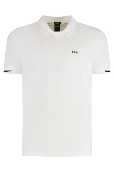 Hugo Boss Boss Technical Fabric Polo Shirt In White