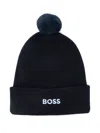 Hugo Boss Pom-pom Embellished Beanie In Blue