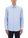 Hugo Boss Tailored Shirt With Button-down Collar And Cuff Buttons In Blue