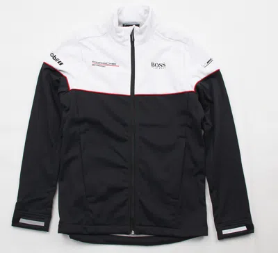 Pre-owned Hugo Boss Porsche Motorsport Mens Team Softshell Jacket In White Black