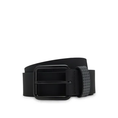 Hugo Boss Porsche X Belt In Italian Leather With Patterned Keeper In Black