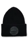 Hugo Boss Porsche X Boss Chunky-rib Beanie Hat With Special Branding In Black