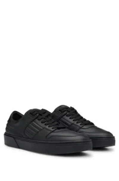 Hugo Boss Porsche X Boss Leather Trainers With Padded Details In Black