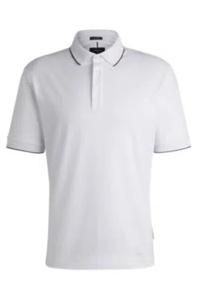 Hugo Boss Porsche X Boss Mercerized-cotton Polo Shirt With Logo Detail In White