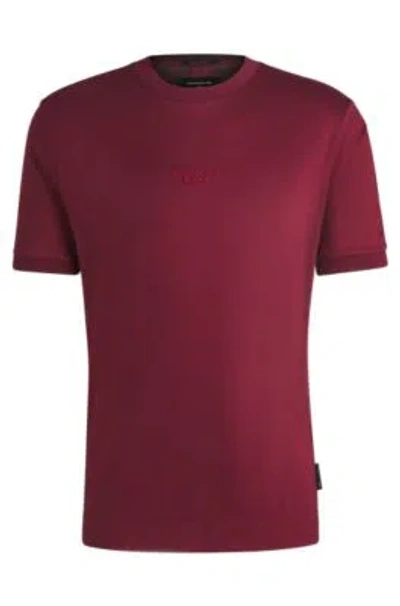 Hugo Boss Porsche X Boss Mercerized-cotton T-shirt With Special Branding In Dark Red