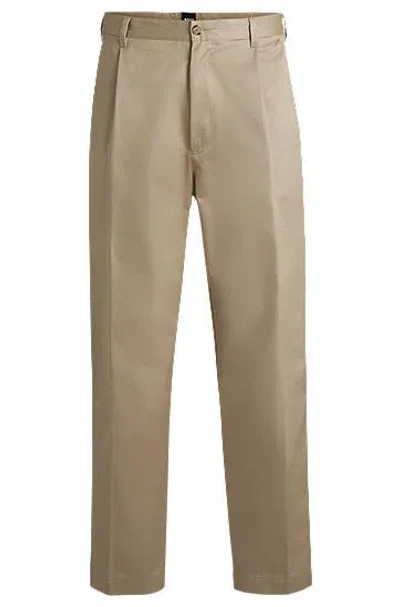 Hugo Boss Porsche X Boss Relaxed-fit Trousers In Cotton Twill In Light Beige