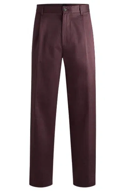 Hugo Boss Porsche X Boss Relaxed-fit Trousers In Cotton Twill In Light Red