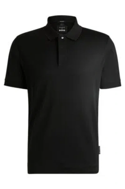 Hugo Boss Porsche X Boss Striped Cotton jacquard Polo Shirt With Tipped Collar In Black ModeSens