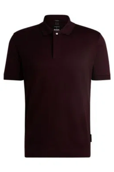 Hugo Boss Porsche X Boss Striped Cotton-jacquard Polo Shirt With Tipped Collar In Light Red