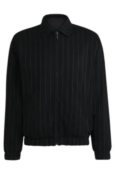 Hugo Boss Porsche X Boss Zip-up Sweatshirt With Vertical Stripes In Black
