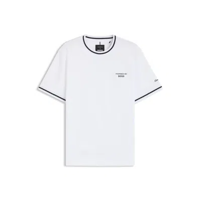Hugo Boss Porsche X Cotton T-shirt With Moisture-control Finish In White