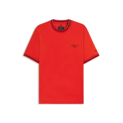 Hugo Boss Porsche X Cotton T-shirt With Moisture-control Finish In Red