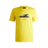 Hugo Boss Porsche X Mercerized-cotton T-shirt With Collaborative Branding In Yellow