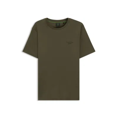Hugo Boss Porsche X Mercerized-cotton T-shirt With Reflective Branding In Green