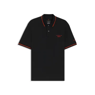 Hugo Boss Porsche X Polo Shirt In Cotton With Moisture Control In Black