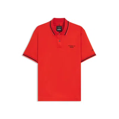 Hugo Boss Porsche X Polo Shirt In Cotton With Moisture Control In Red