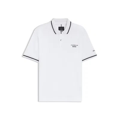 Hugo Boss Porsche X Polo Shirt In Cotton With Moisture Control In White
