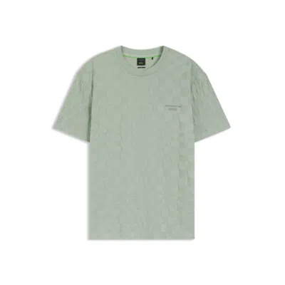 Hugo Boss Porsche X Relaxed-fit T-shirt In Cotton Jacquard In Green