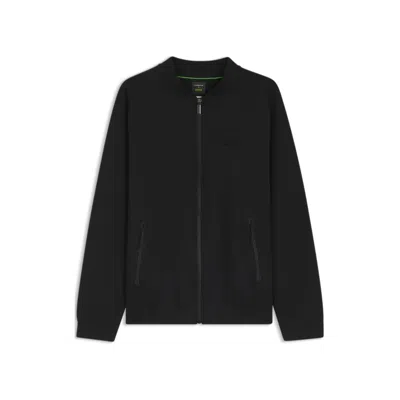 Hugo Boss Porsche X Zipper-up Sweatshirt With Embossed Artwork In Black