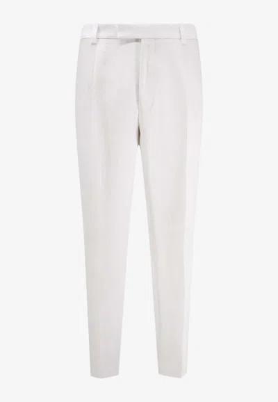 Hugo Boss Port Straight-leg Linen Pants In White