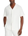 Hugo Boss Regular-fit Shirt In Cotton Boucl With Ribbed Collar In White