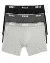 Hugo Boss Men's Three-pack Of Stretch-cotton Boxer Briefs With Logos In Dunkel Grau