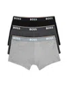 Hugo Boss Men's Three Pack Of Stretch Cotton Trunks In Dark Grey