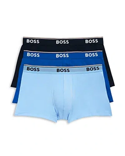 Hugo Boss Boss Assorted 3-pack Power Stretch Cotton Trunks In Blue