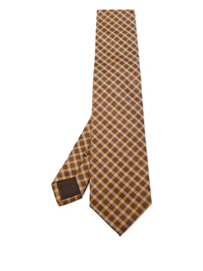Pre-owned Hugo Boss  Check-print Silk Tie