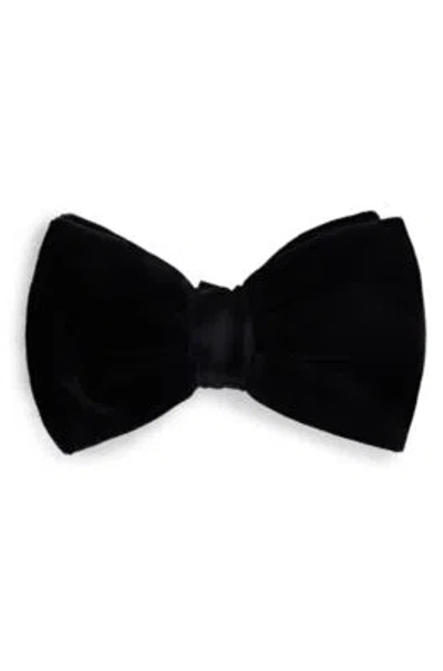 Hugo Boss Pre-tied Bow Tie In Cotton Velvet In Black