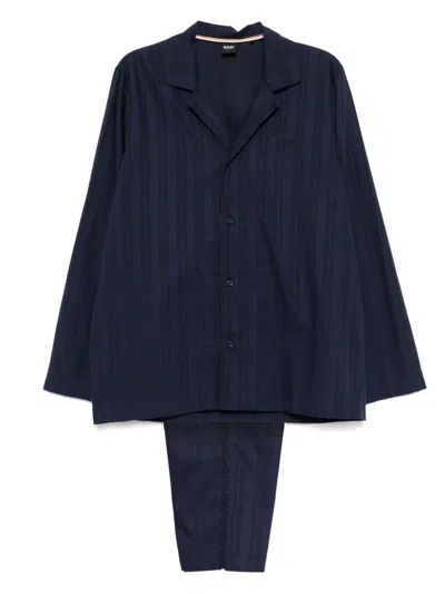 Hugo Boss Premium Pajama Set In 蓝色