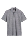 Hugo Boss Boss Press Slub Linen Blend Piqué Polo In Dark Blue