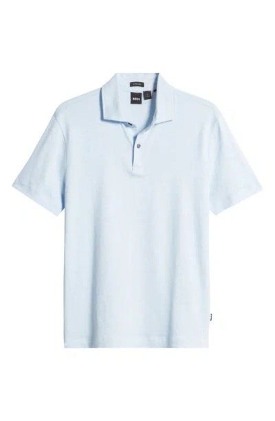 HUGO BOSS PRESS SLUB LINEN BLEND PIQUÉ POLO