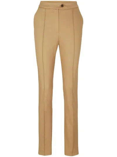 Hugo Boss Pressed-crease Slim-cut Trousers In Brown