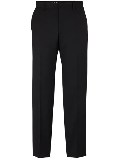 Hugo Boss Tailored Virgin Wool Trousers In Black