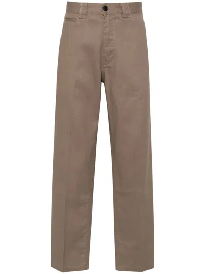 Hugo Boss Pressed-crease Twill Tapered Trousers In Brown